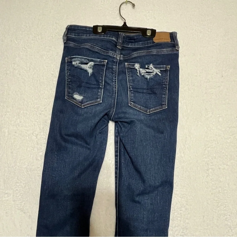 American Eagle Women's Hi-Rise Jeggings Distressed Next Level Stretch 4 Short